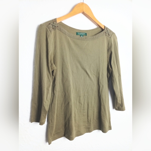 Lauren by Ralph Lauren Olive Green Top Size M - Picture 4 of 5